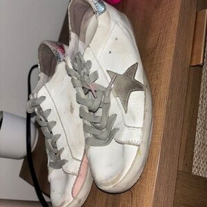 Golden Goose White and Gray Star Sneakers